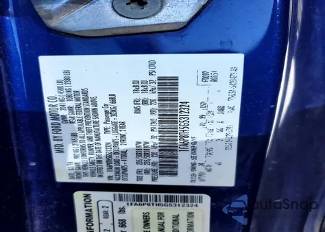 2016 Ford Mustang z USA, uszkodzony, nr VIN 1FA6P8TH5G5312324